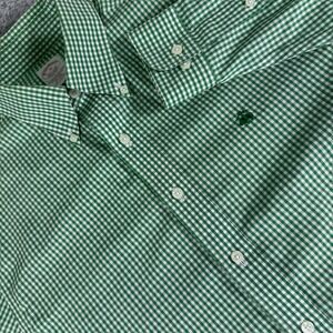 Brooks Brothers Mens Green Gingham Non-Iron Cotton Shirt Traditional Fit Size M